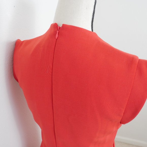 No 21 Red Short Sleeve Pin Tucked Pleated Front Vintage Mid Length Dress - Picture 9 of 13